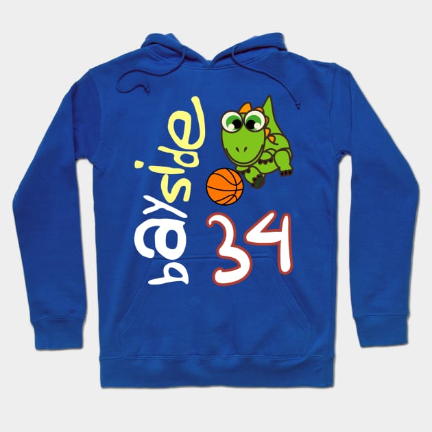 Bayside Dinosaurs Wavy Retro Basketball Jersey #34 Hoodie by WavyDopeness